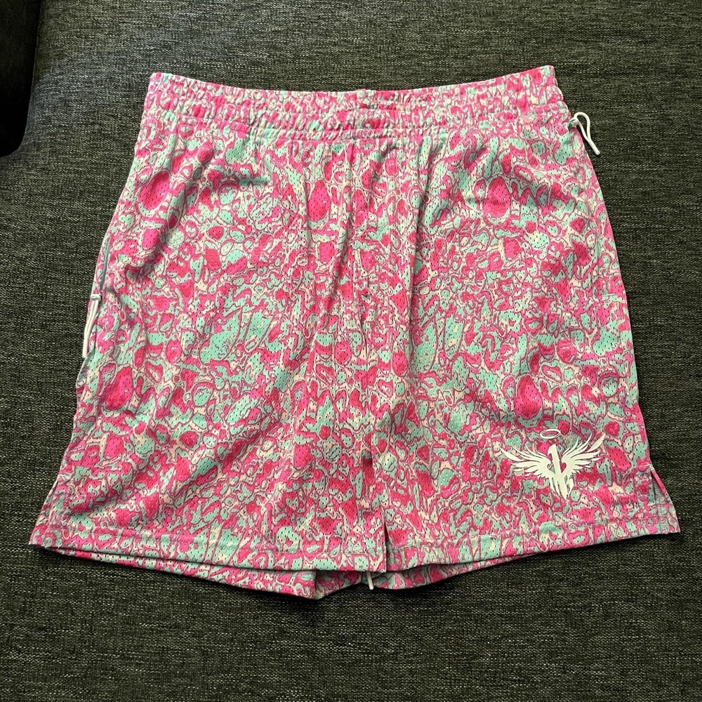 Puma Swim Shorts Mens Large Pink Aqua Camo Lined Drawstring 627795-01 New